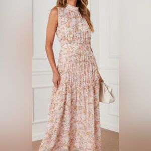 Floral Pink Tiered Summer Dress